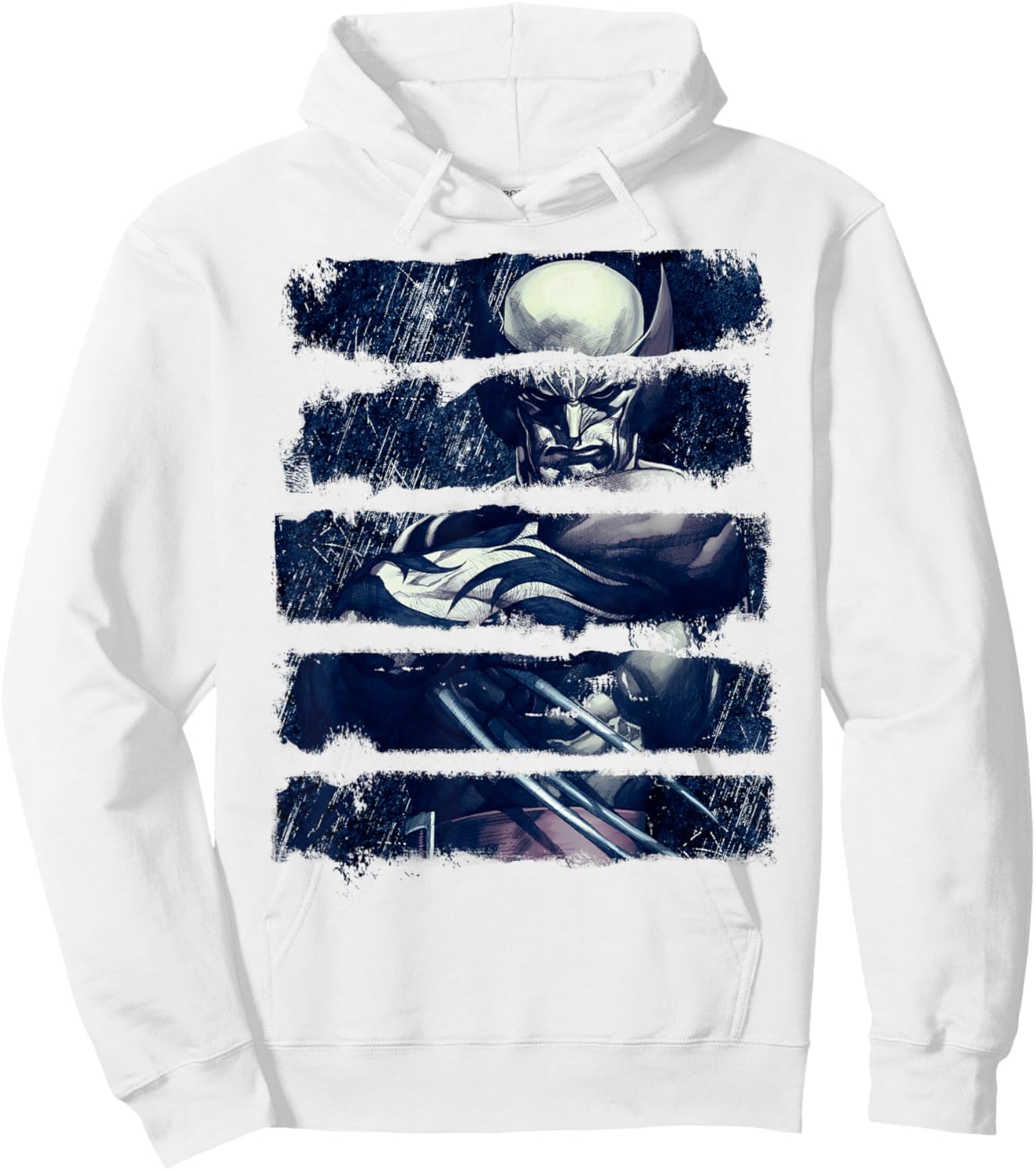 Marvel X-Men Wolverine Panel Sliced Portrait Graphic Hoodie - Hoodie | White