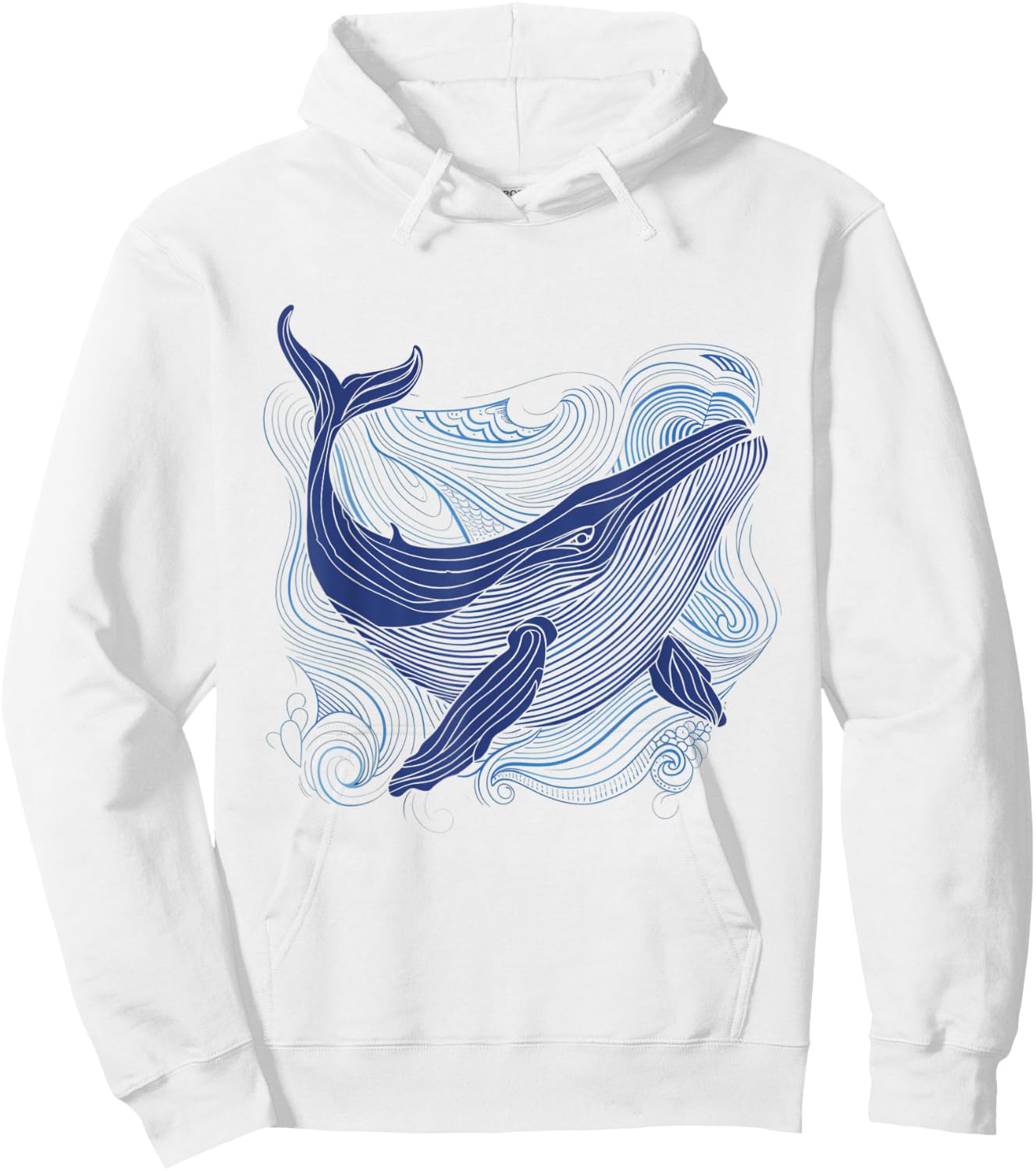 Blue Whale 52 Hz Leaping Over Rainbow Waves Hoodie - Hoodie | White