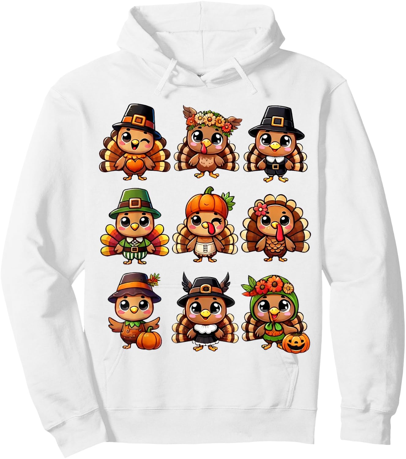 Cute Turkey Thanksgiving For Boys Girls Fall Season Turkey Hoodie - Hoodie | White