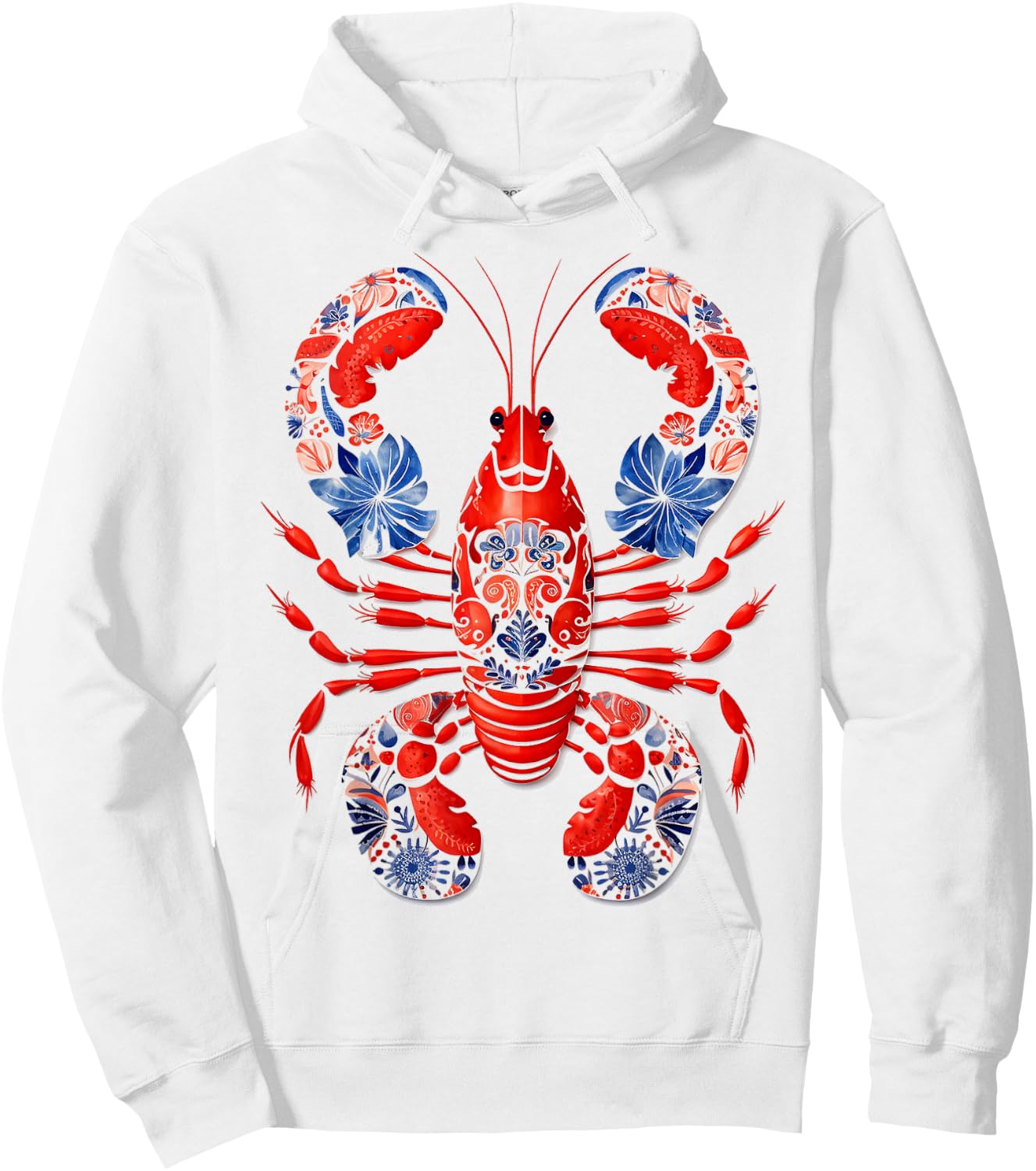 Lobster Animal Print Nature Portrait Lobster , white, S Hoodie - Hoodie | White