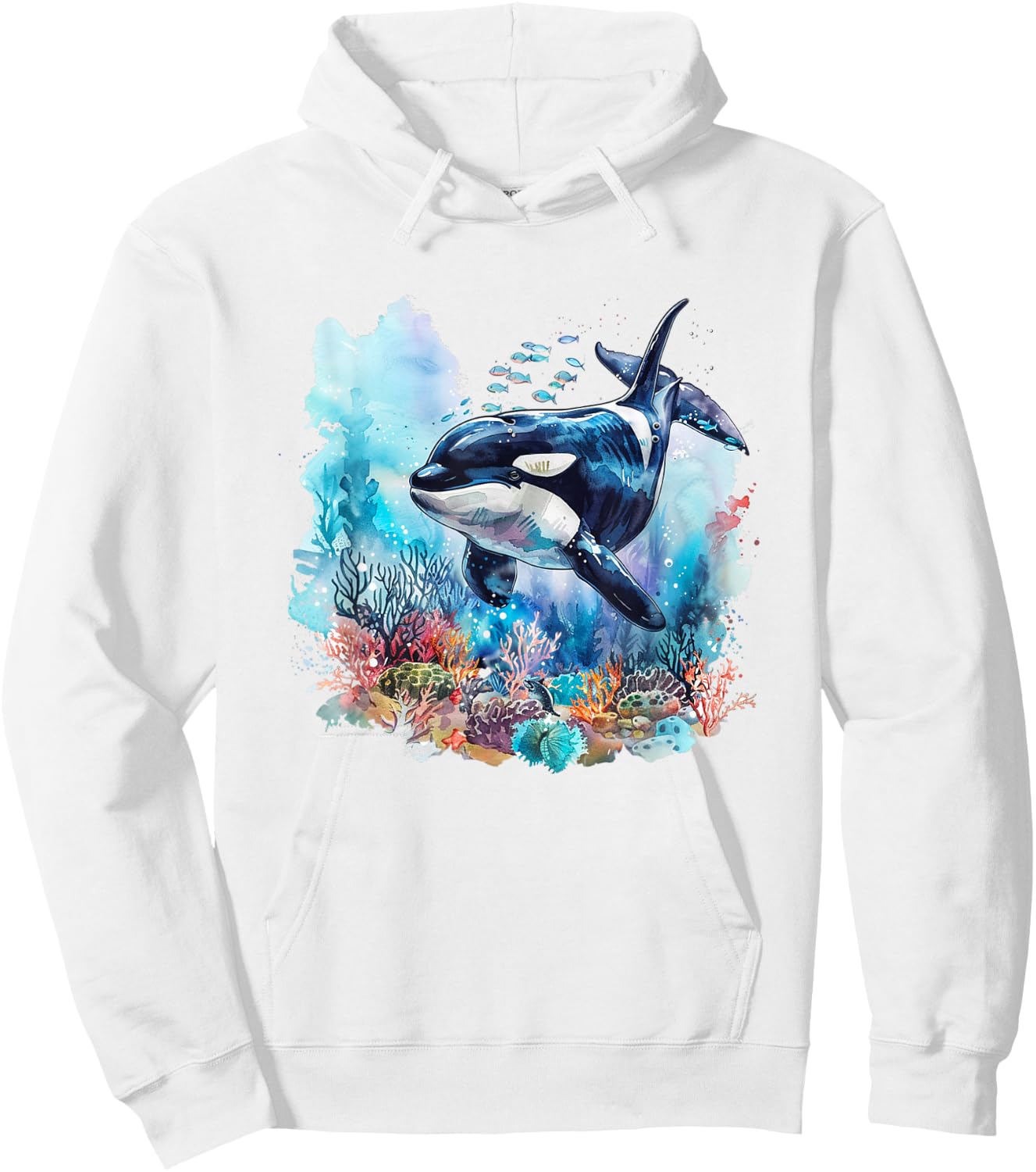 Orca t featuring Watercolor Orca Hoodie - Hoodie | White
