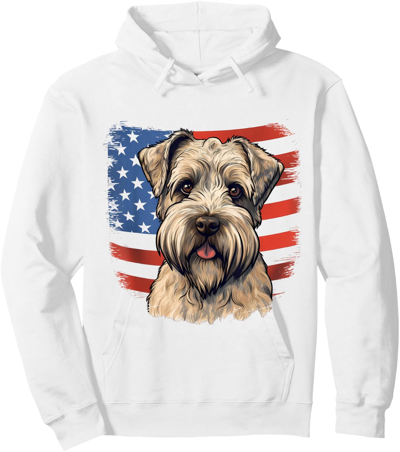 4th Of July US Flag Soft-Coated Wheaten Terrier Dog Hoodie - Hoodie | White