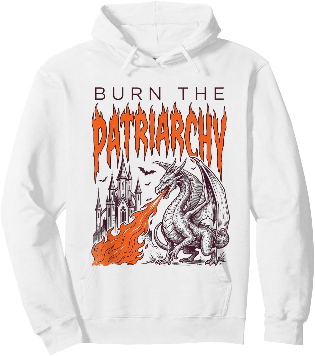 Burn The Patriarchy Feminist Girl Woman Dragon Funny Hoodie - Hoodie | White