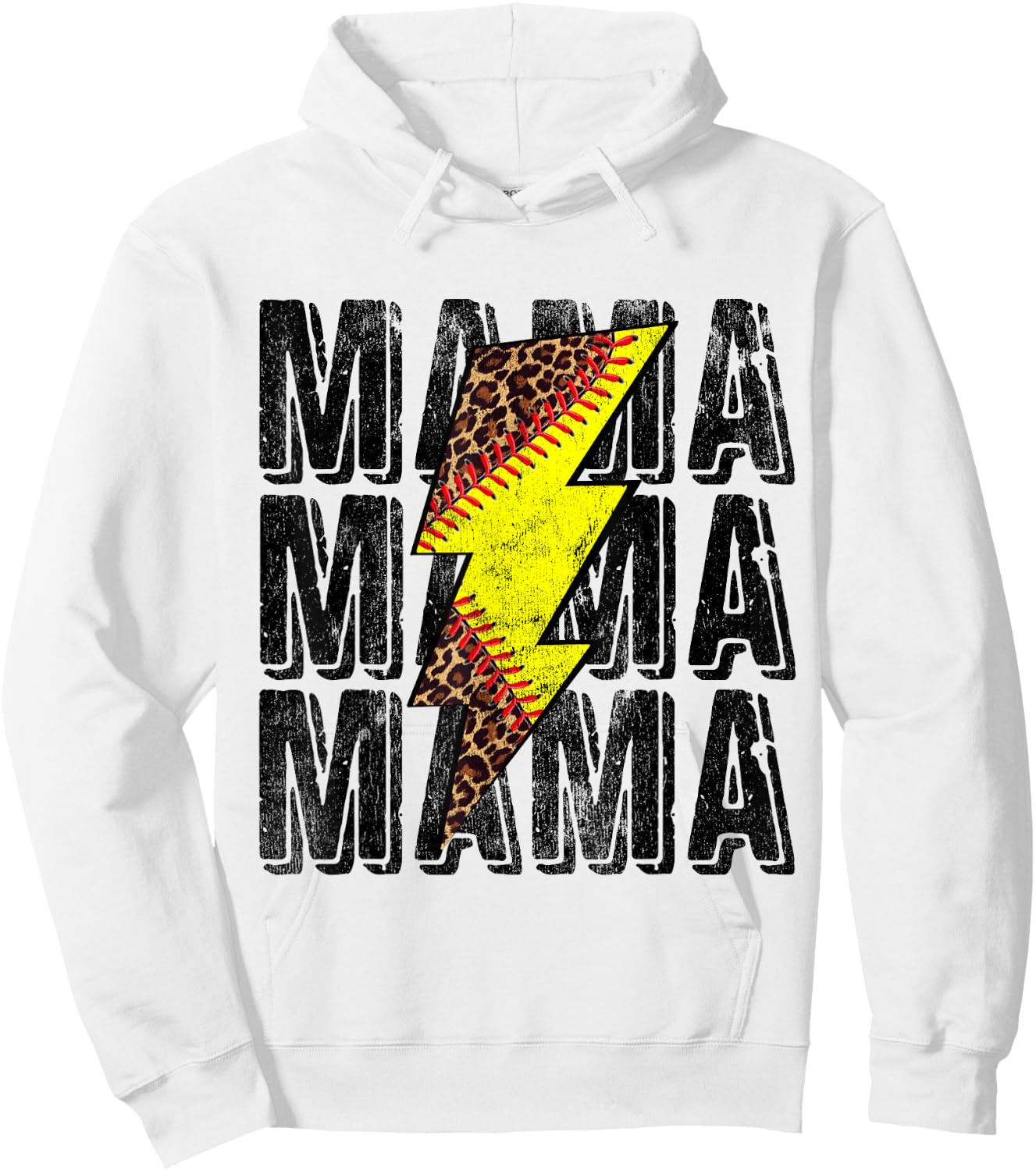 Funny Mothers Day Softball Leopard Thunderstorm Grandma Mama Hoodie - Hoodie | White