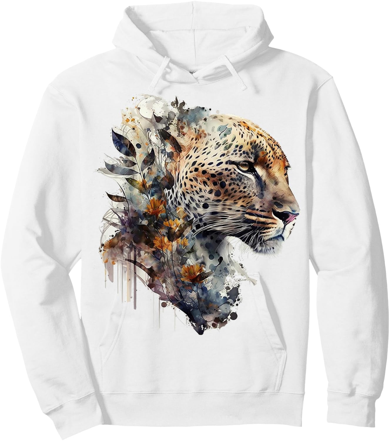 Leopard flowers art animals print leopard motif Hoodie - Hoodie | White