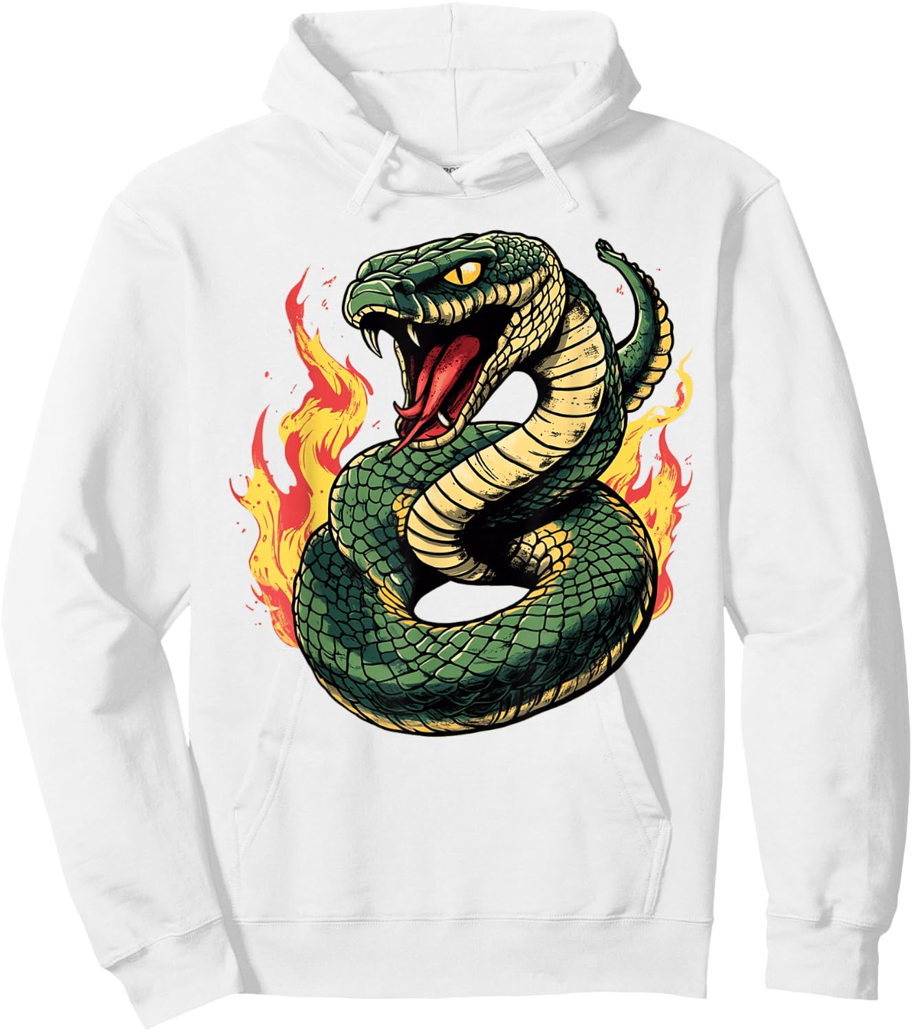 Venomous Snake Cobra Striking Fire Design Hoodie - Hoodie | White