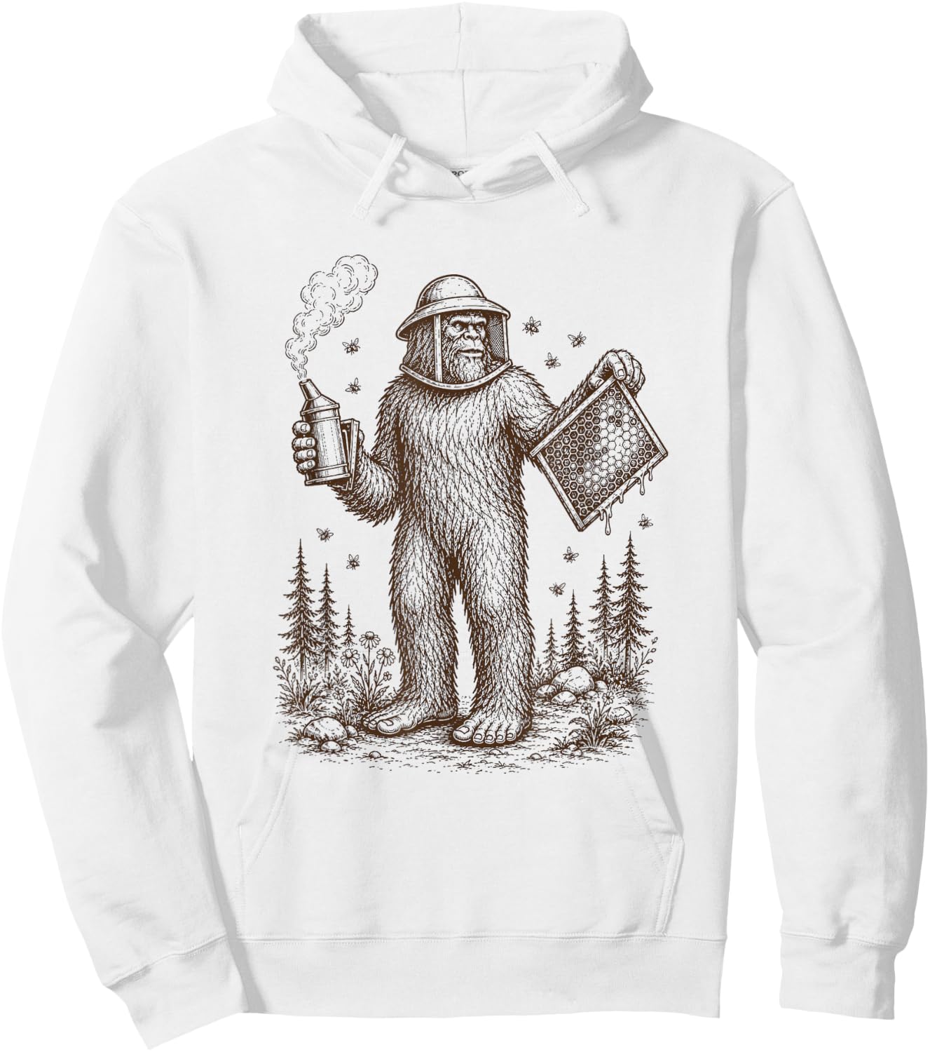Bigfoot Beekeeper Beekeeping Sasquatch Apiarist Honey Lover Hoodie - Hoodie | White