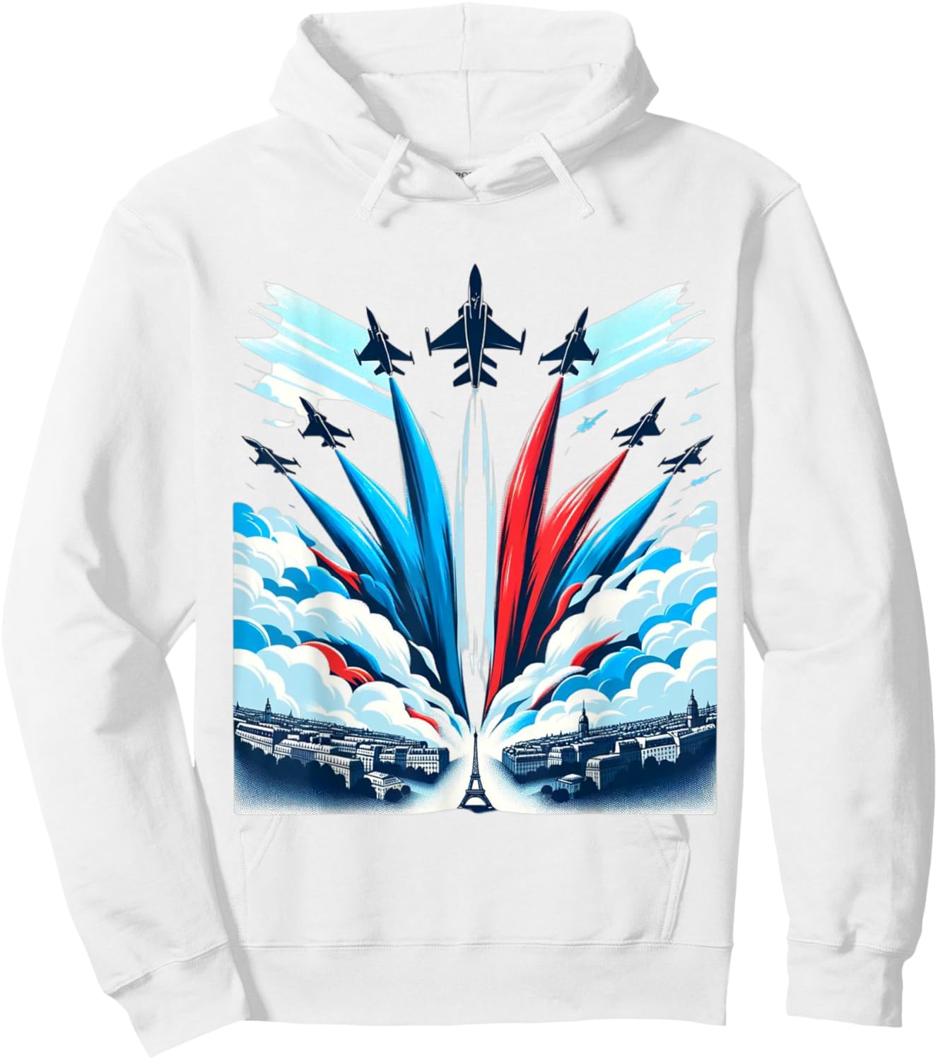 French National Day Bastille Airplane , white, S Hoodie - Hoodie | White