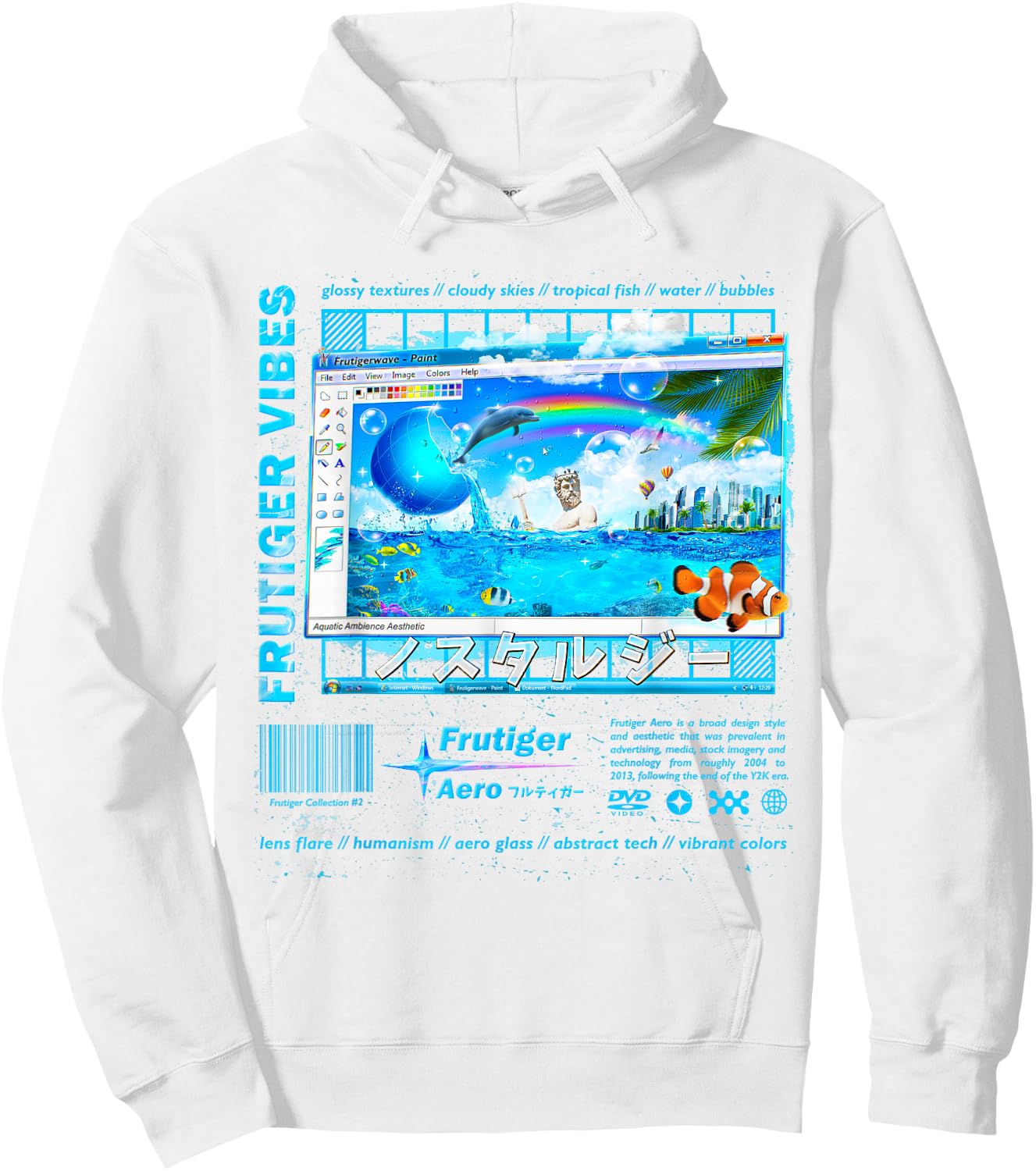 Frutiger Aero Fashion Collection - Frutiger Vibes , white, S Hoodie - Hoodie | White