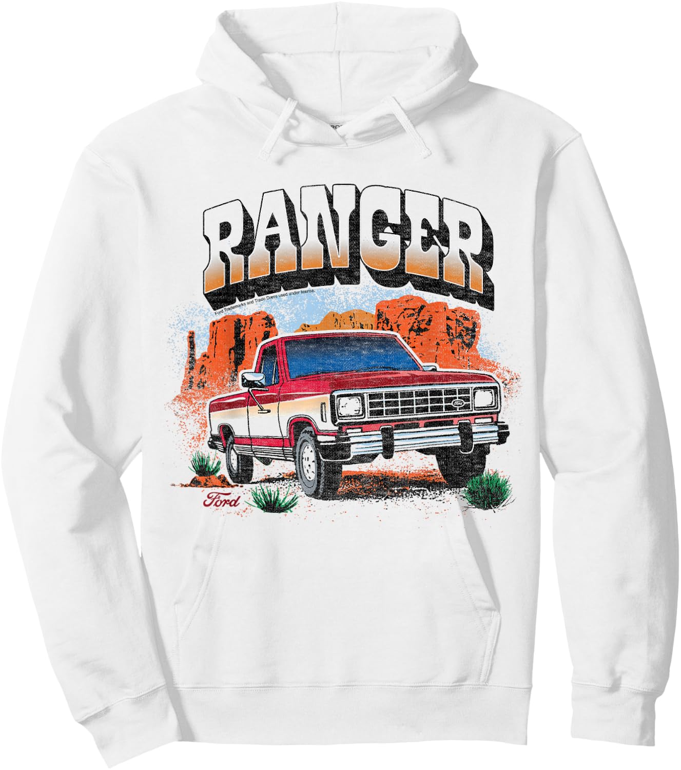 Ford - Ranger Truck 1983 Outdoor Desert Mountain Landscape , White Hoodie - Hoodie | White
