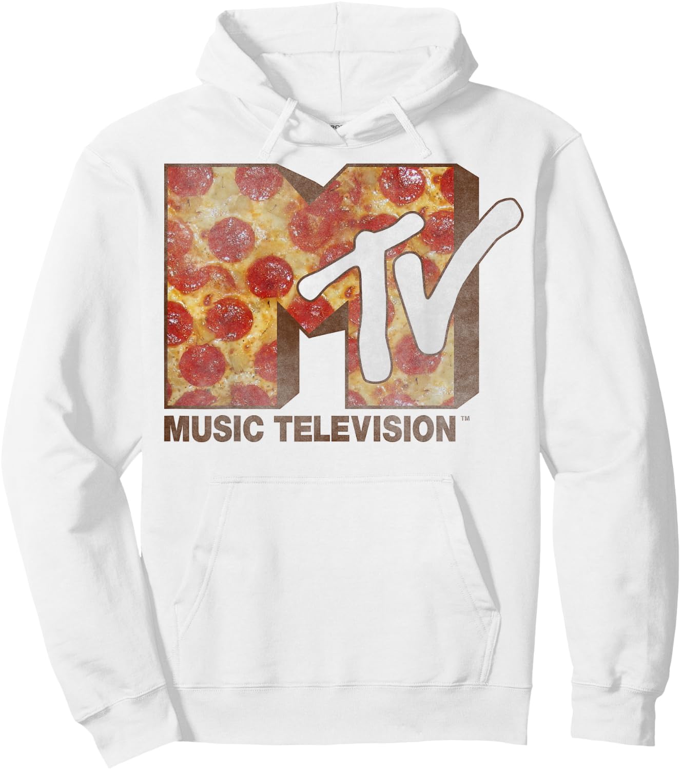 MTV Pepperoni Pizza Logo Hoodie - Hoodie | White