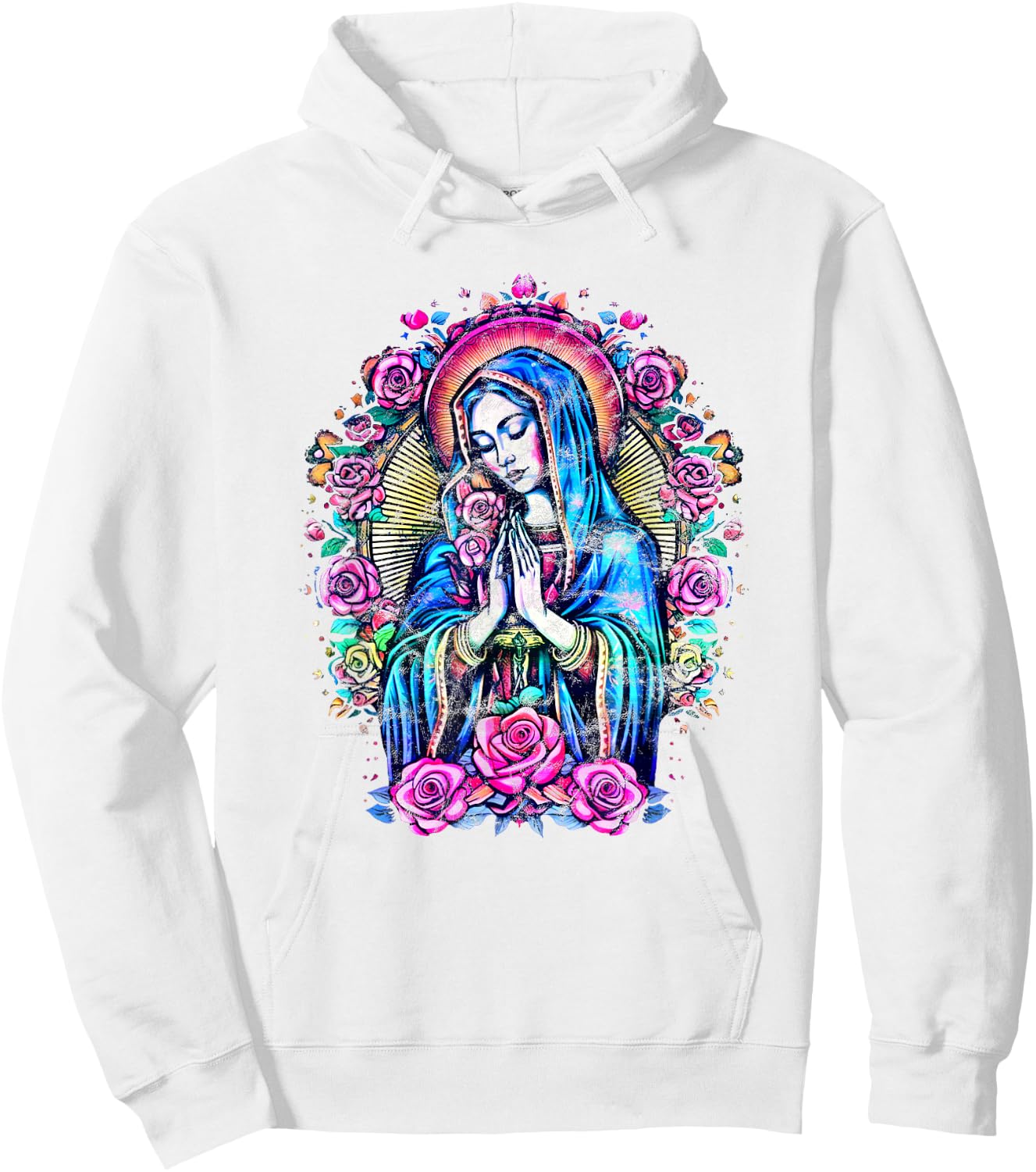 Praying Mary with roses, Christianity, Our Lady of Guadalupe Hoodie - Hoodie | White