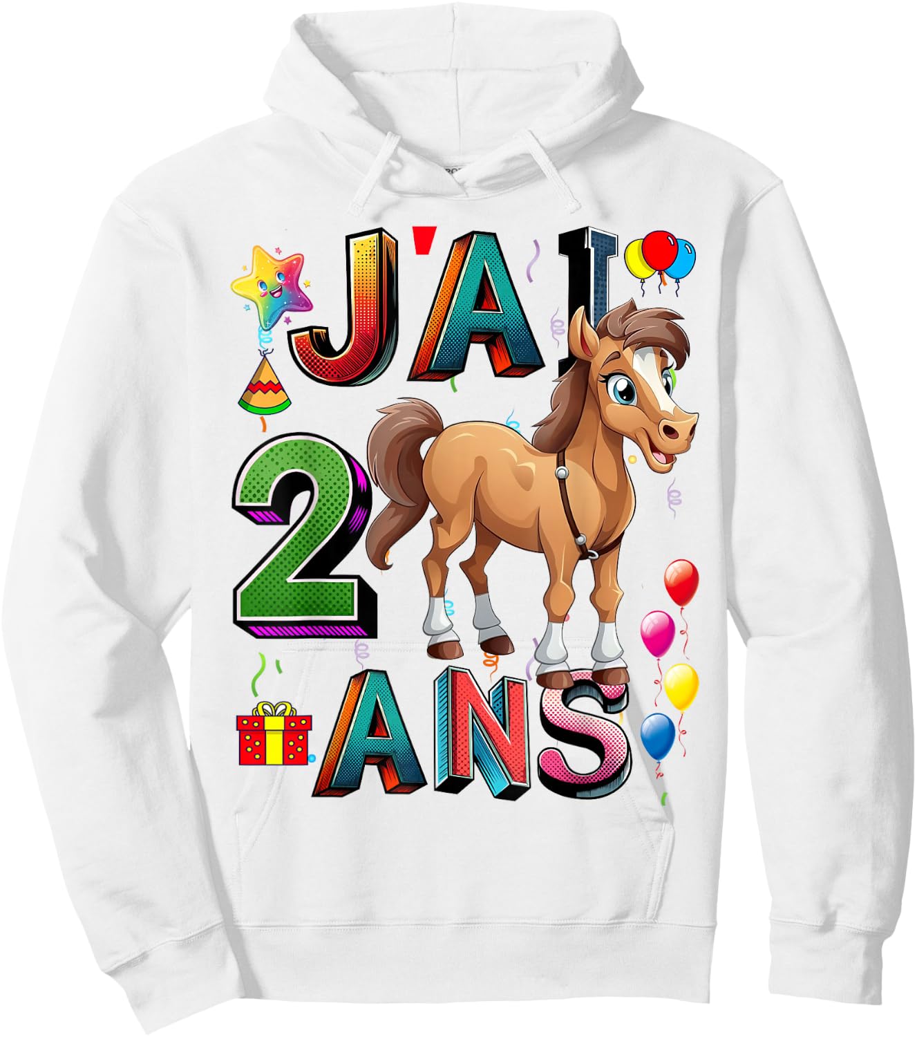 Child Horse Child 2 Years Birthday Boy Girl Horse , white, S Hoodie - Hoodie | White