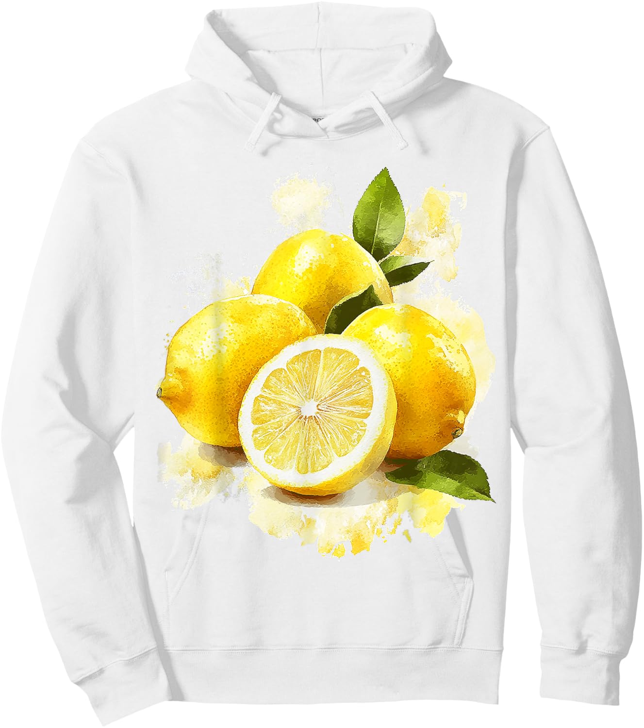 Lemon Fruit Motif Artwork Lemon , White Hoodie - Hoodie | White