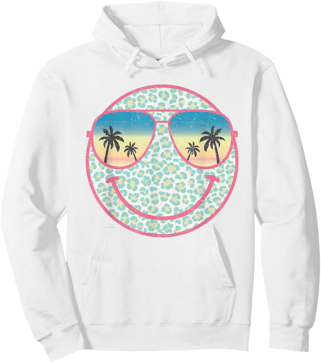 Palm Tree Smile Beach Summer Cute Happy Peace Smiling Face Women Kids Hoodie - Hoodie | White
