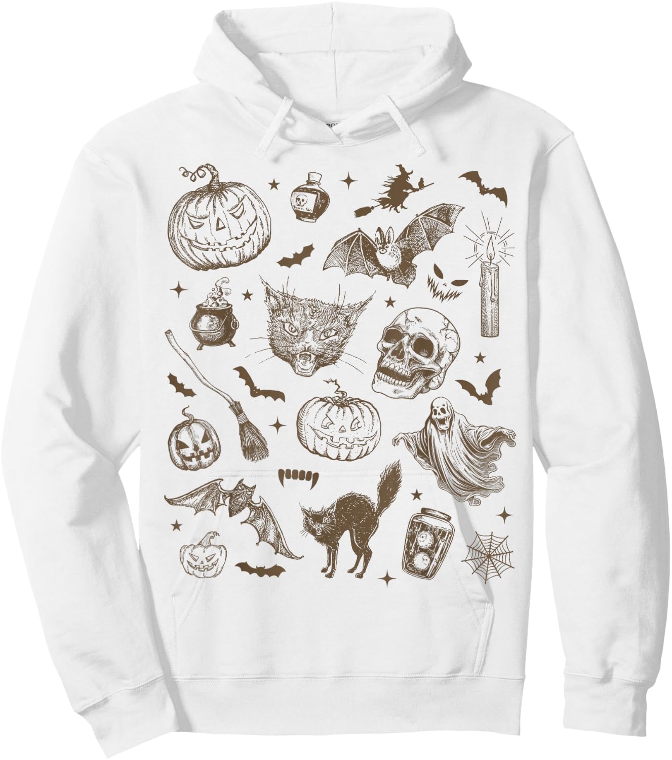 Halloween Vintage 90s Witchy Aesthetic Cute Retro Graphic Hoodie - Hoodie | White