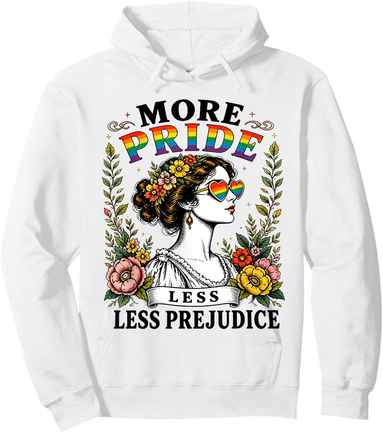 More Pride Less Prejudice Rainbow Heart Vintage Equality Hoodie - Hoodie | White