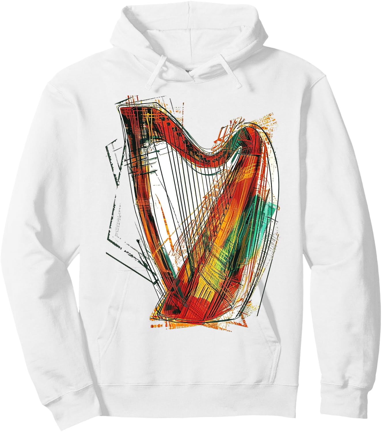 Harpe Dessin Art Motif Musique Graphique Hoodie - Hoodie | White