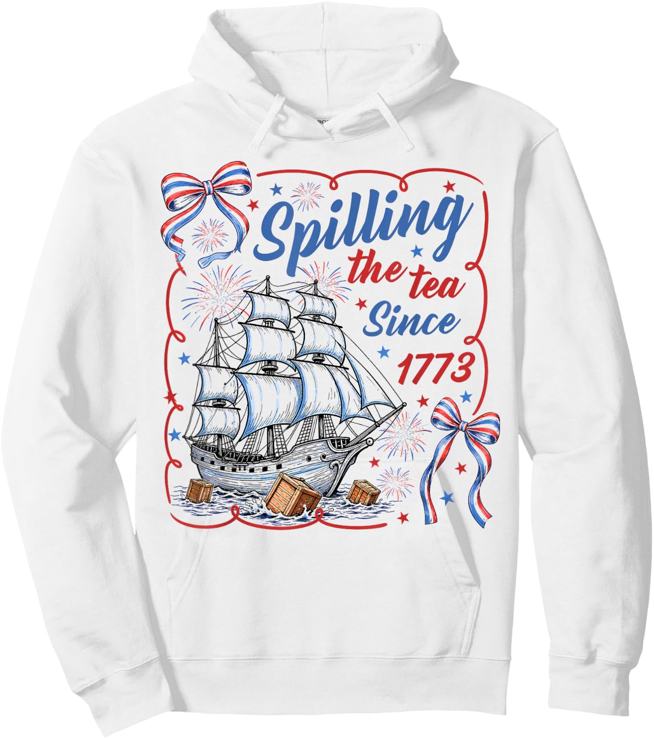 Spilling The Tea Since 1773 Vintage US History Teacher Hoodie - Hoodie | White