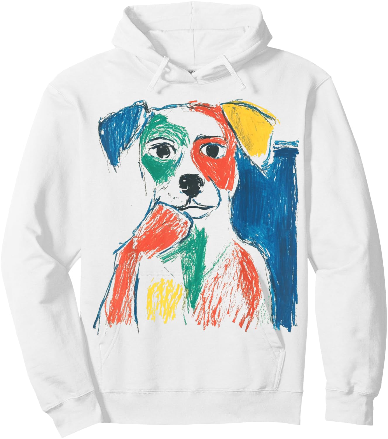 Colorful Abstract Graffiti Doodle Pop Art Dog Graphic Hoodie - Hoodie | White