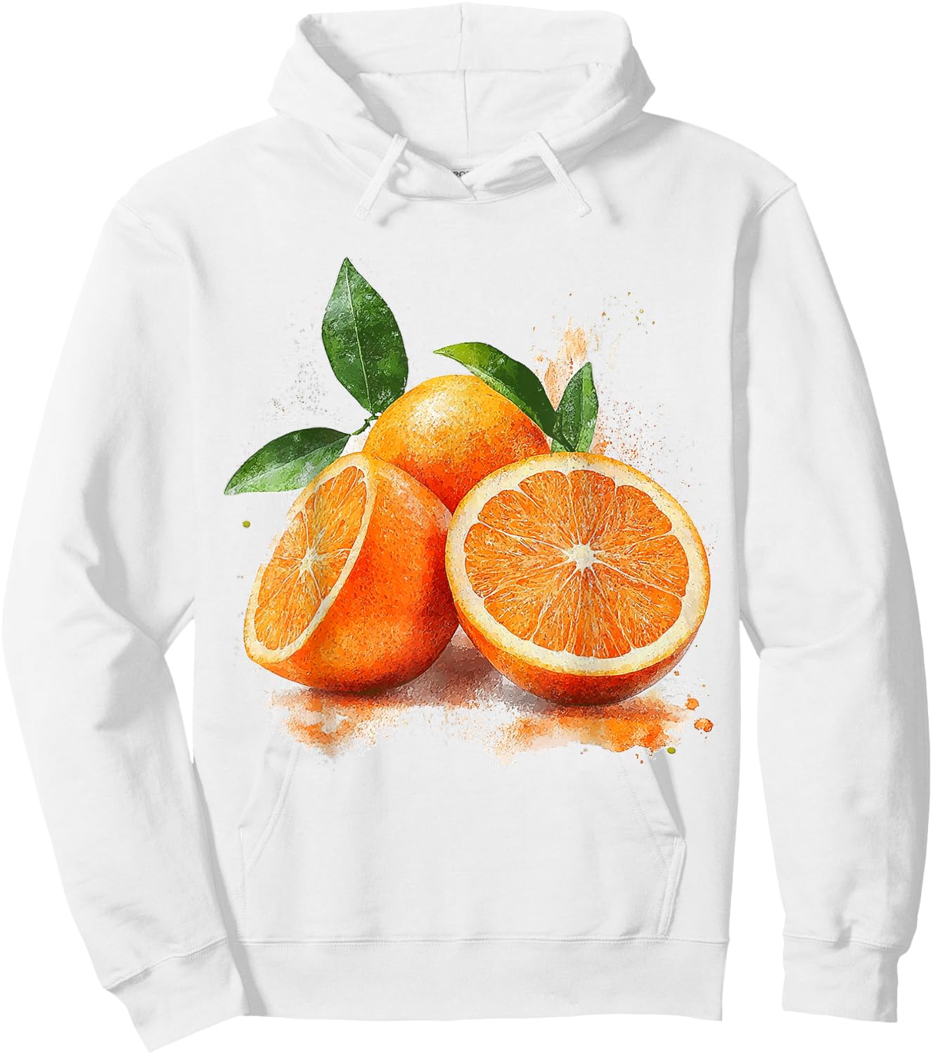 Orange Fruit Motif Watercolour Artwork Orange , White Hoodie - Hoodie | White