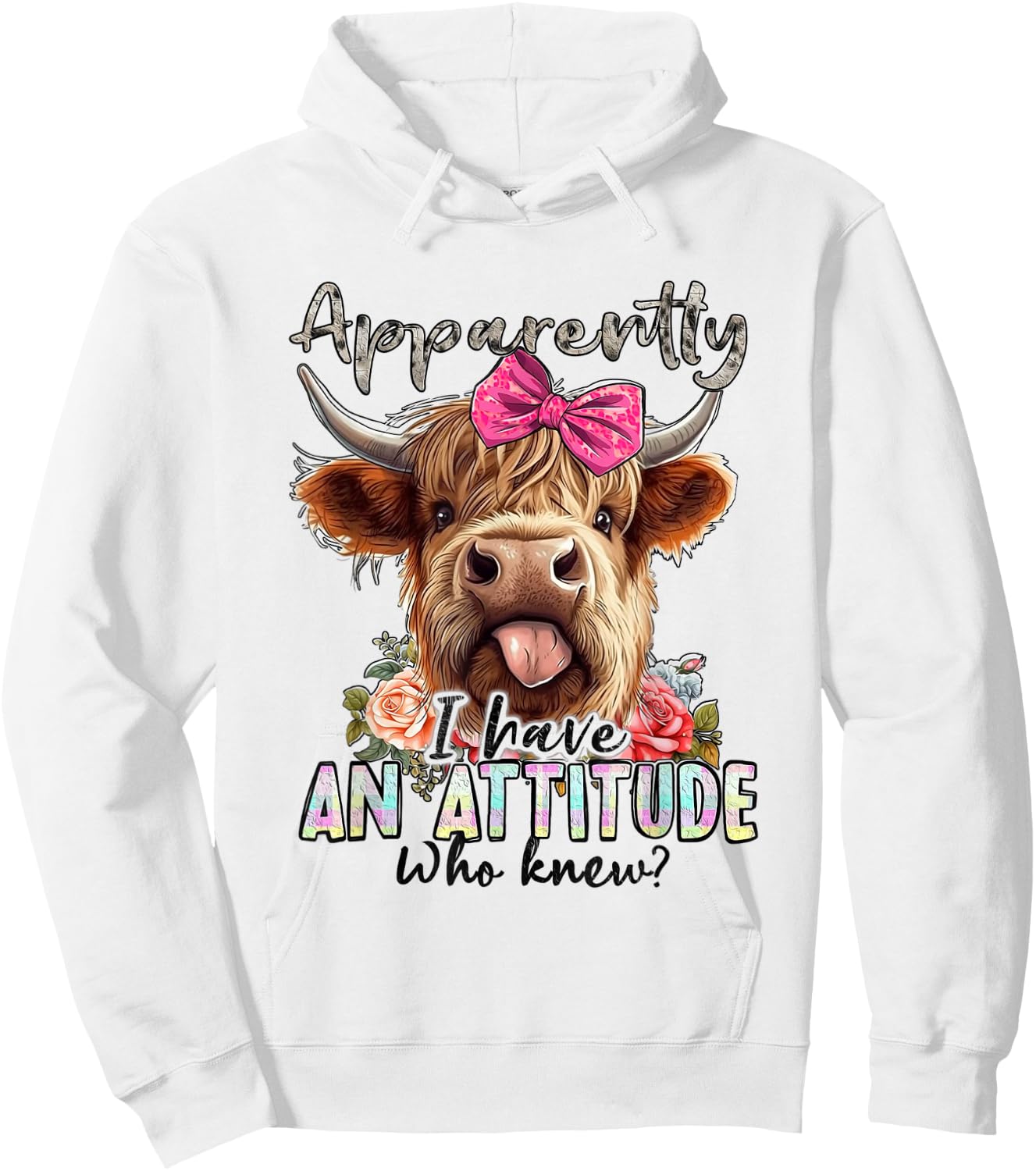 Funny Apparently I Have An Attitude Who Knew Cow Love Hoodie - Hoodie | White