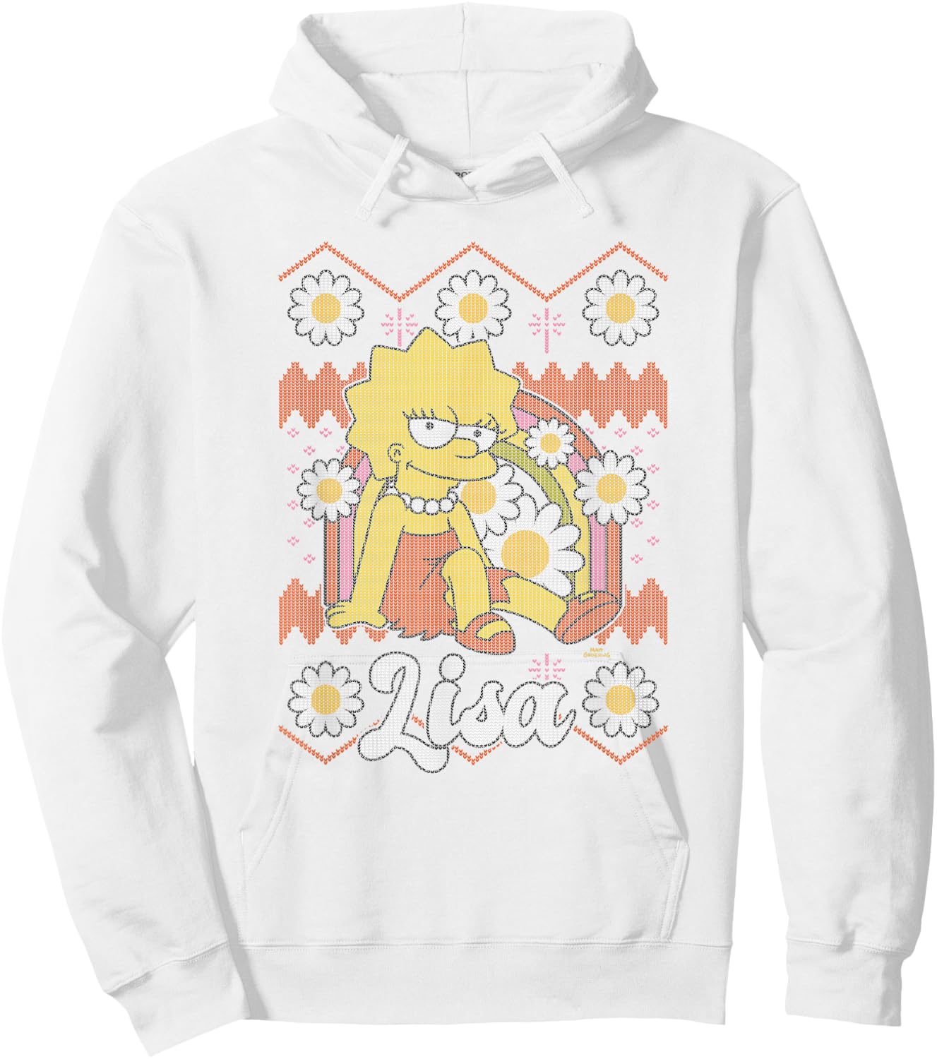 The Simpsons Lisa Flowers Centered Design Hoodie - Hoodie | White
