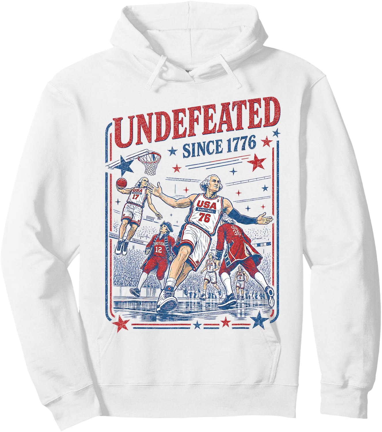 4th of July Basketball Undefeated Since 1776 250 Years Hoodie - Hoodie | White