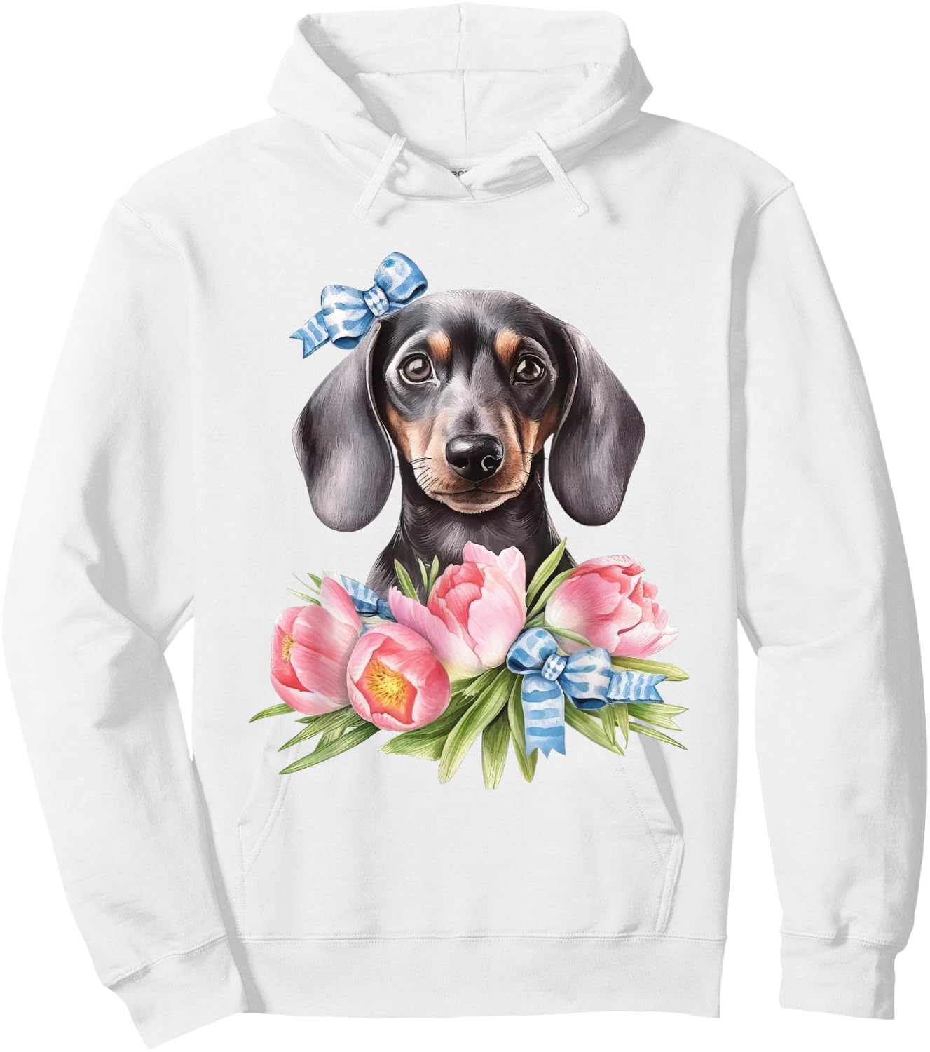 Floral Wildflower Wiener & Dachshund Hoodie - Hoodie | White