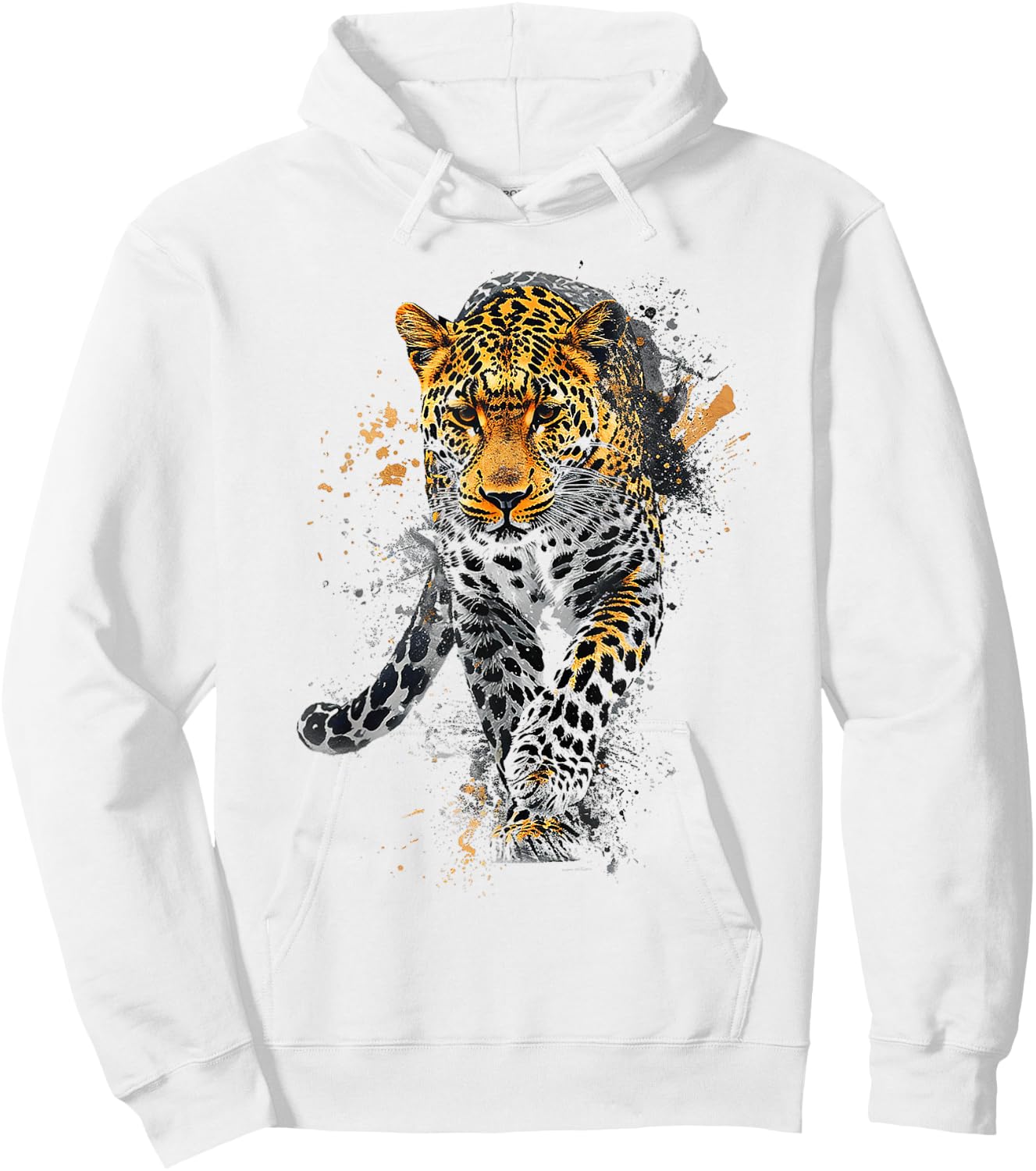 Leopard Animal Abstract Motif Drawing Art Painting Leopard Hoodie - Hoodie | White