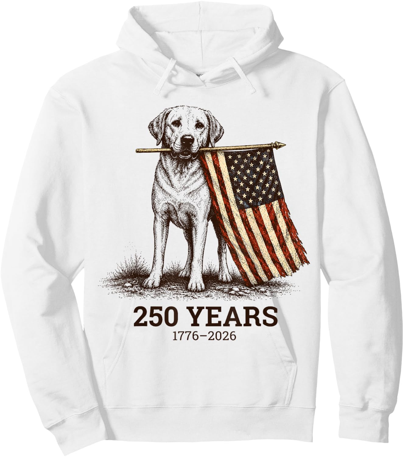 Vintage Labrador Patriotic Lab Dog 250 Years 1776 2026 Hoodie - Hoodie | White