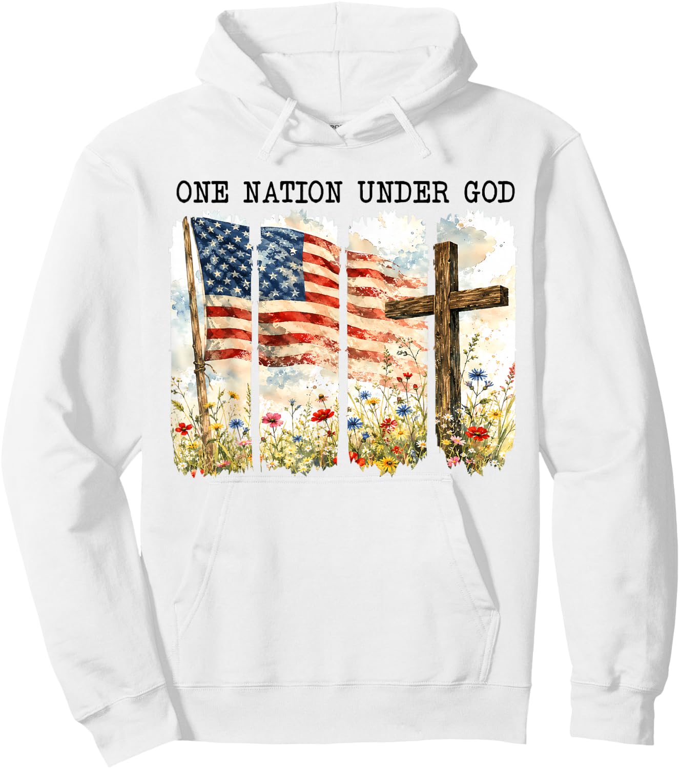 God Fourth of July Flag Jesus Patriotic Christian Men Women Hoodie - Hoodie | White