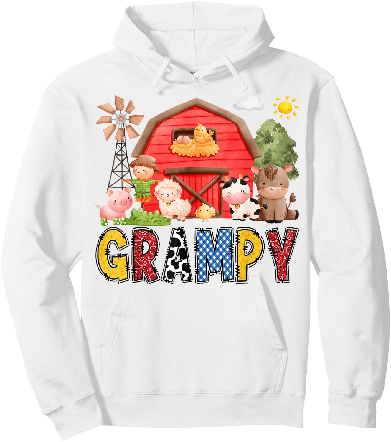 Grampy Farm Cow Birthday Boy Matching Family Matching Hoodie - Hoodie | White