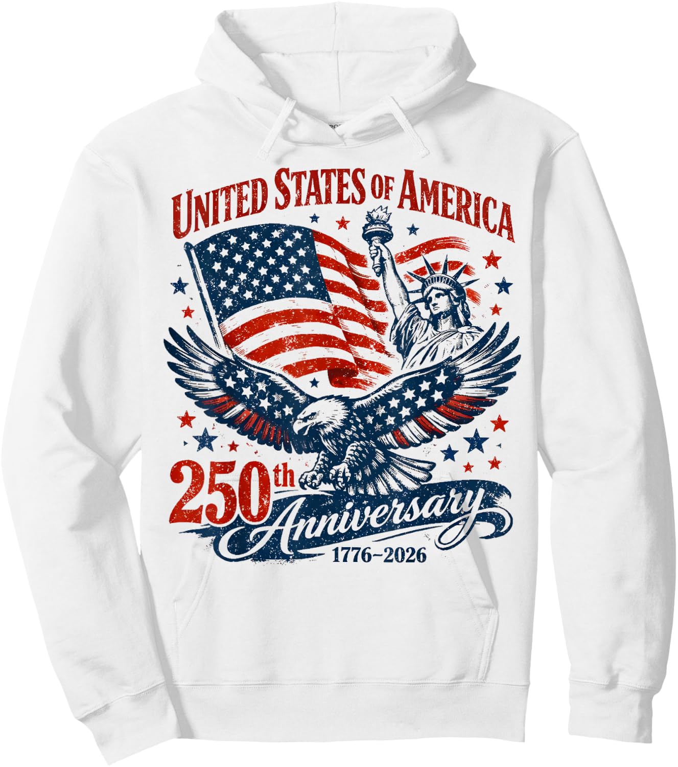 Vintage United States of America 250th Anniversary 1776 2026 Hoodie - Hoodie | White