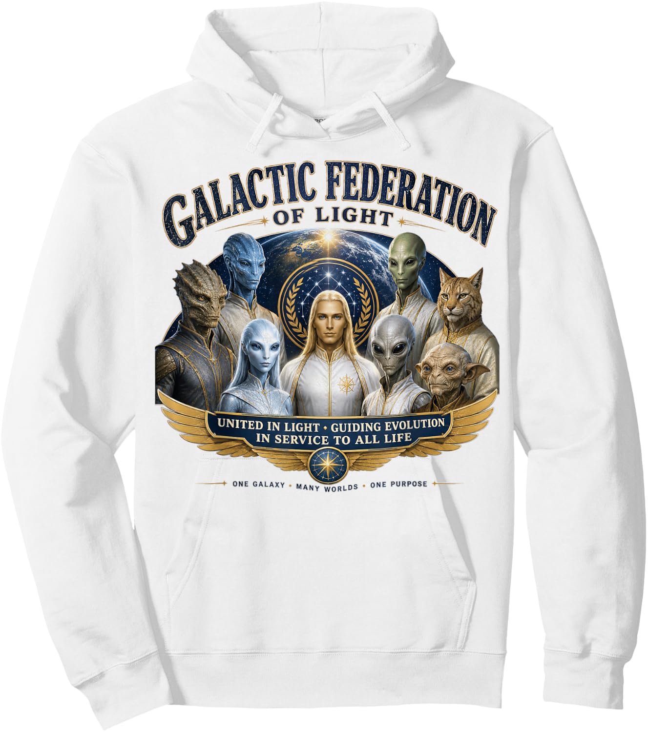 Galactic Federation of Light - Vintage Alien Federation Hoodie - Hoodie | White