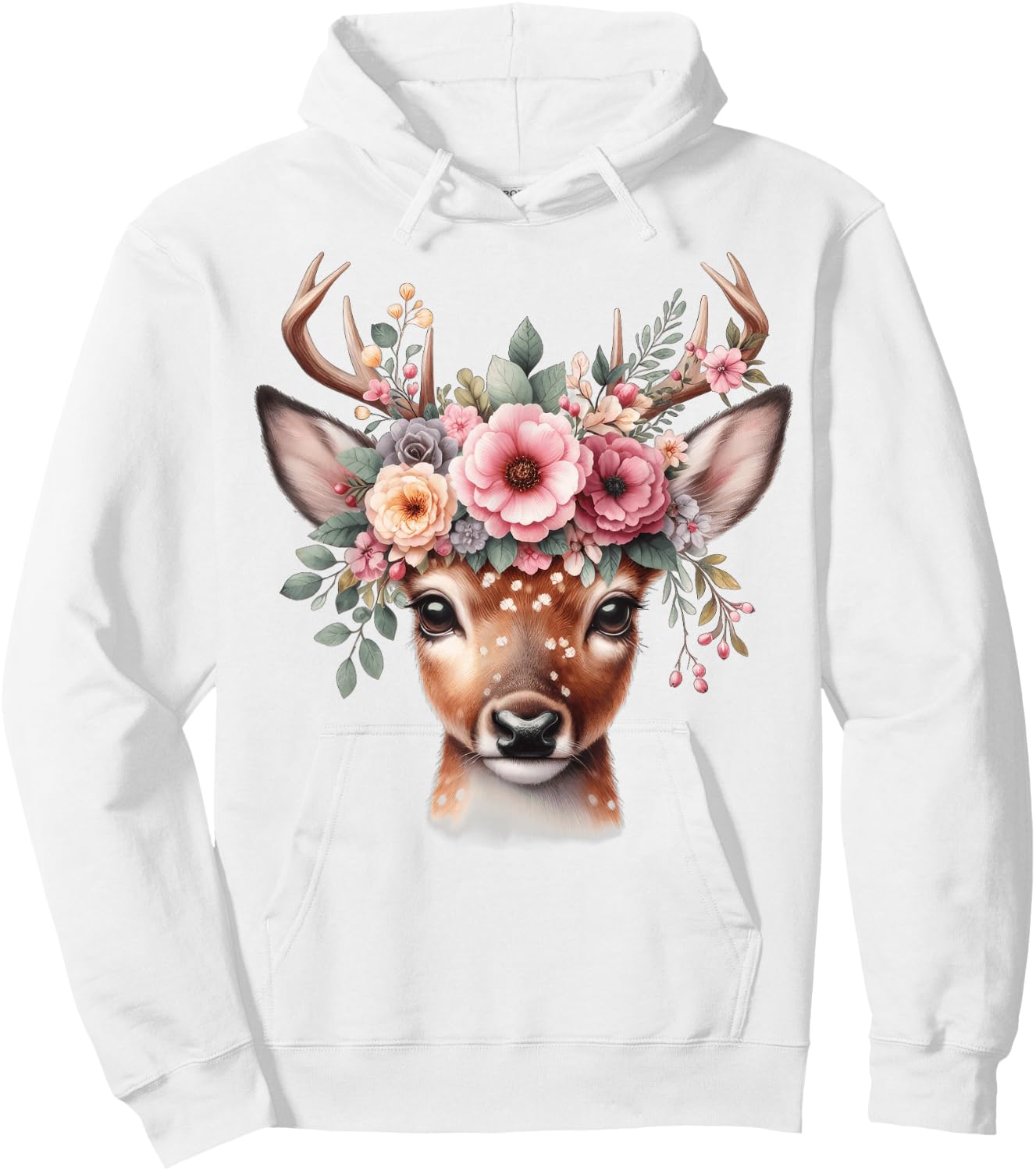 Reh Damen - Reh Kostüm Kinder Carnival Reindeer , White Hoodie - Hoodie | White