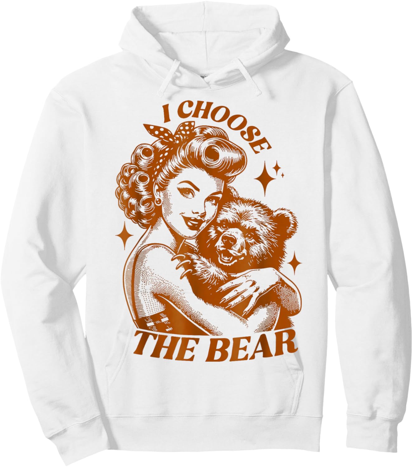 I Choose The Bear Vintage Retro Hoodie - Hoodie | White