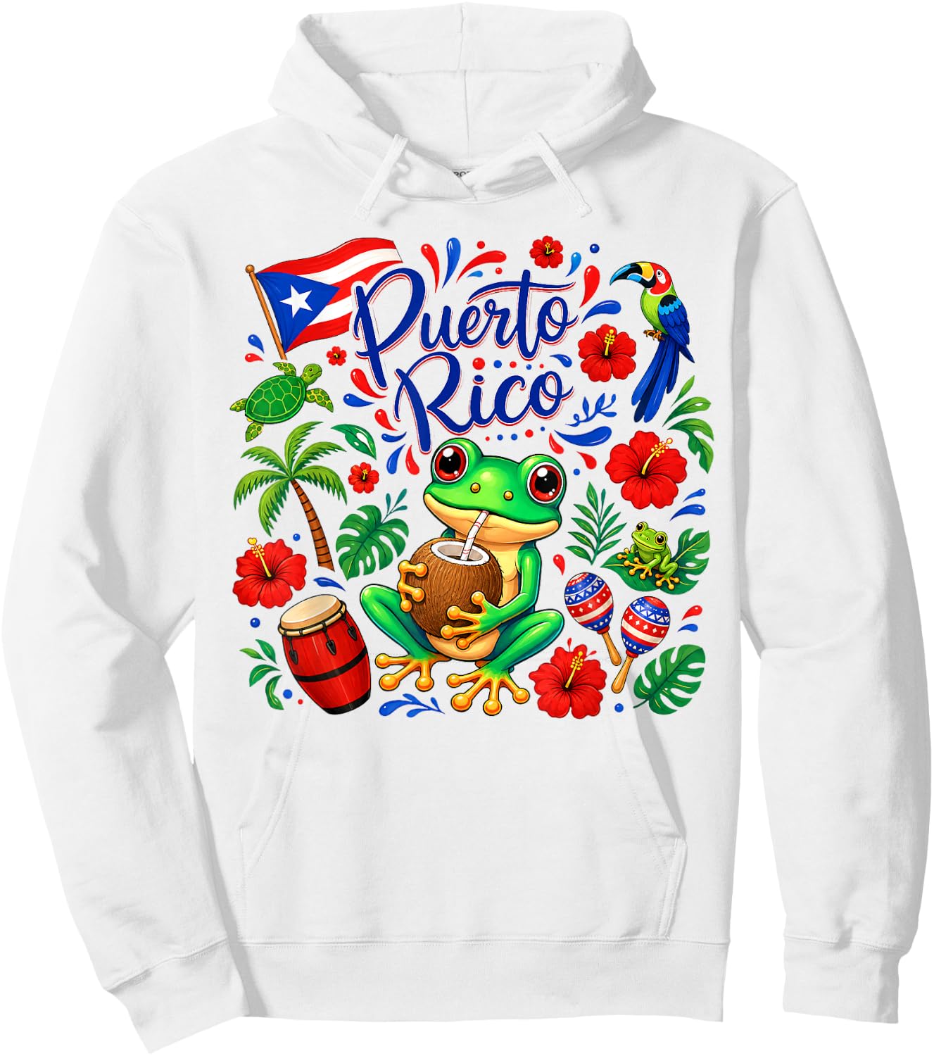 Hispanic Heritage Month Puerto Rico Coqui Frog Taino Symbol Hoodie - Hoodie | White