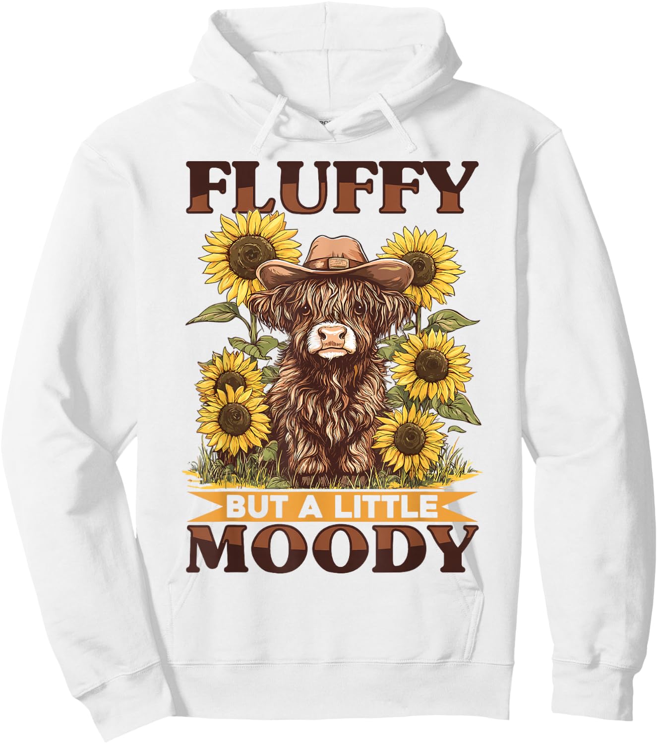 Scottish Highland Cow Fluffy but a little moody Hoodie - Hoodie | White