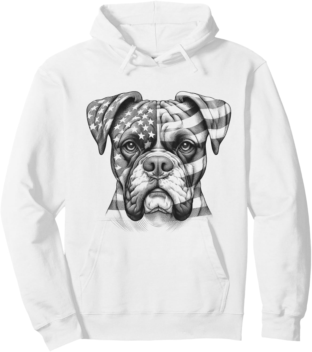 Boxer Dog American Flag USA 4th of July Design Idea Hoodie - Hoodie | White