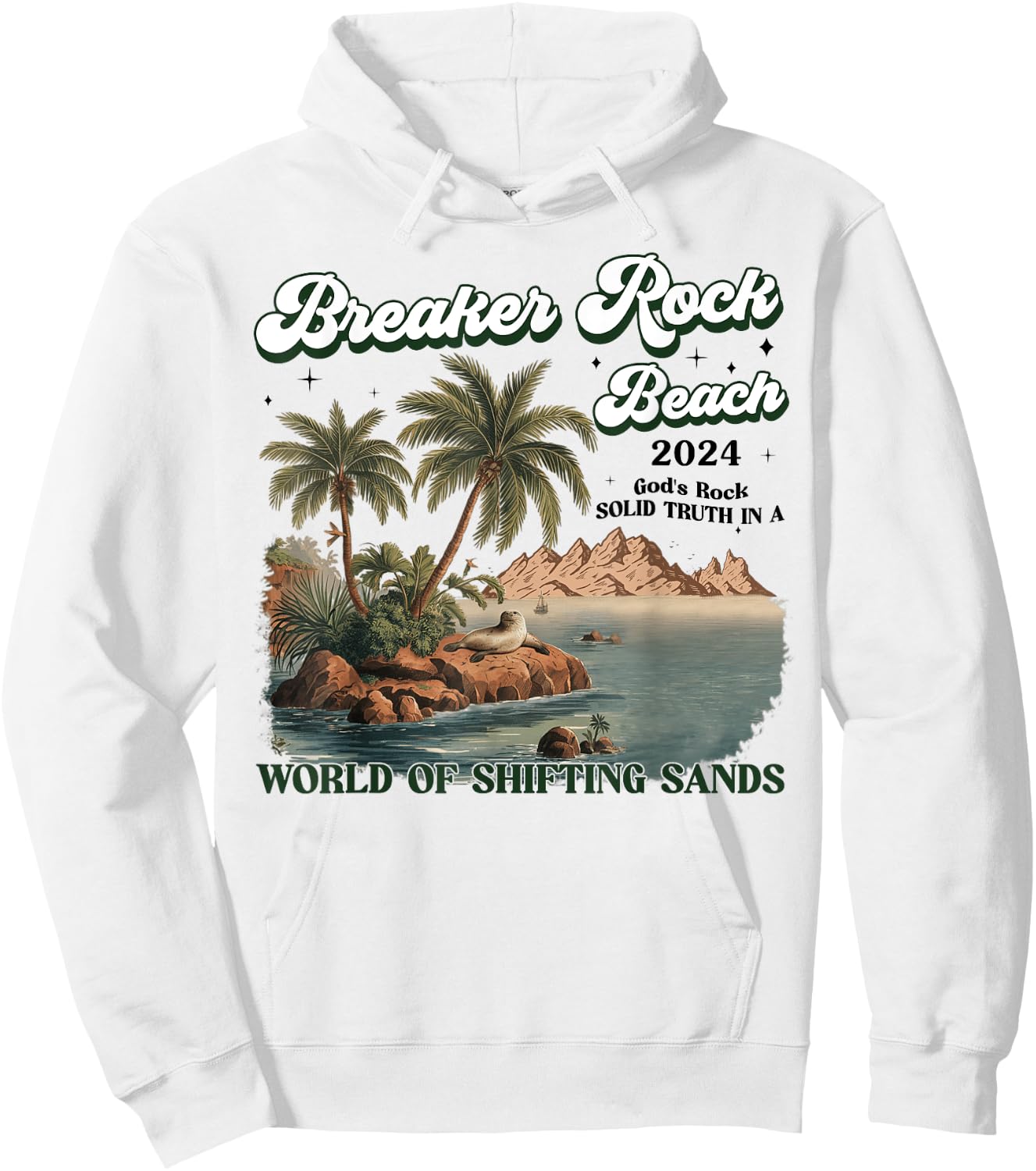 Breaker Rock Beach God's Rock Solid Beach VBS 2024 Retro Women Hoodie - Hoodie | White