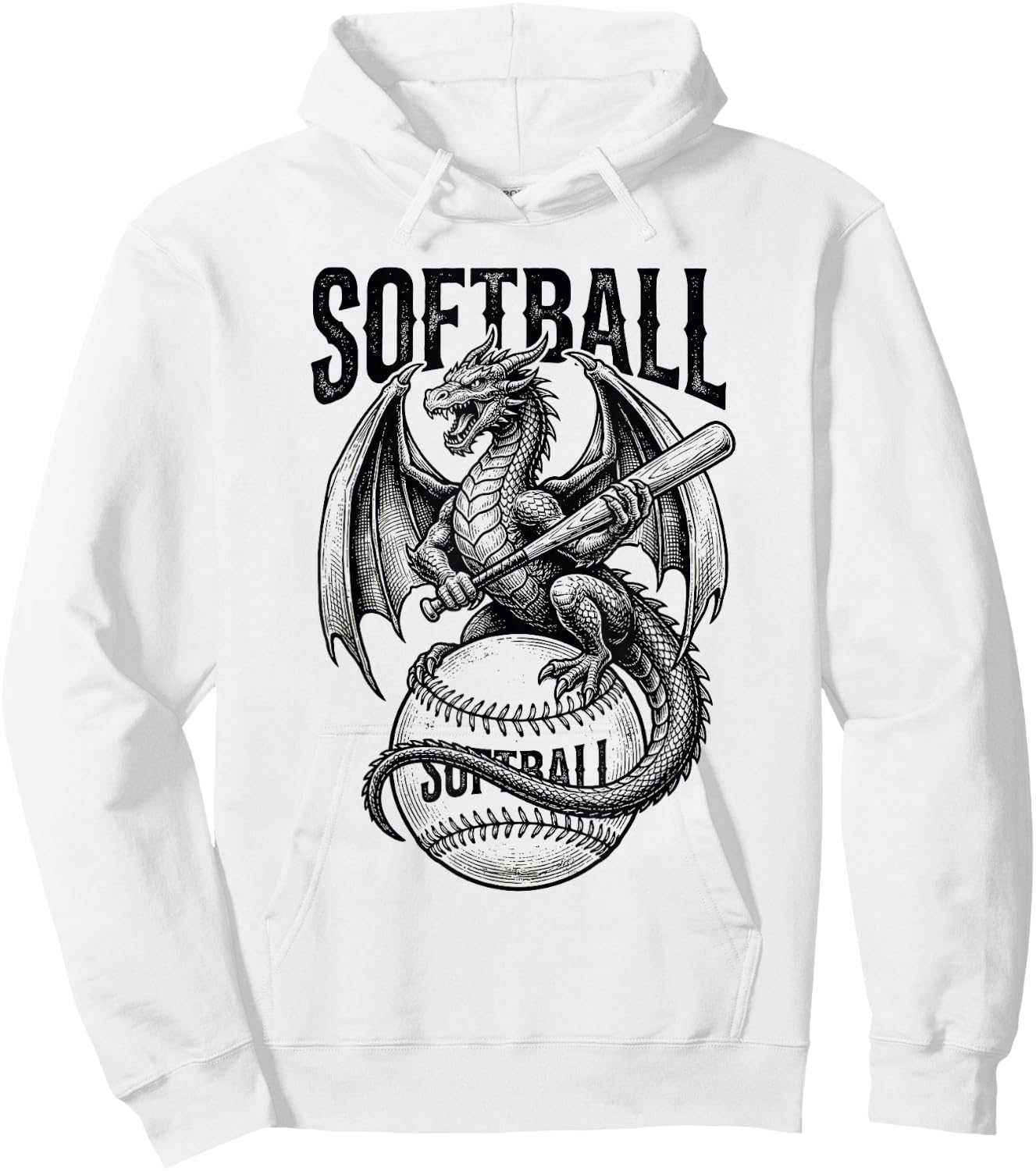 Softball Dragon Hoodie - Hoodie | White