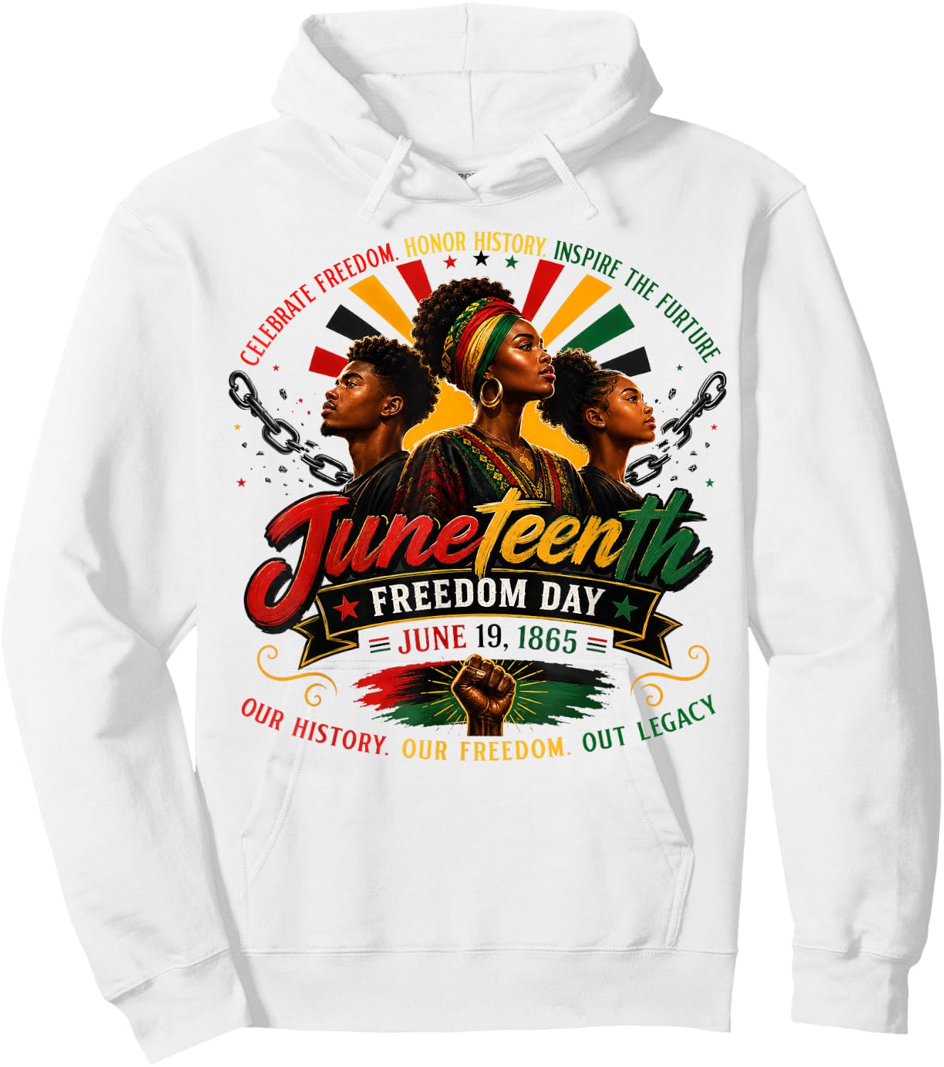 Juneteenth Freedom June 19 1865 Black History Men Women Kid Hoodie - Hoodie | White