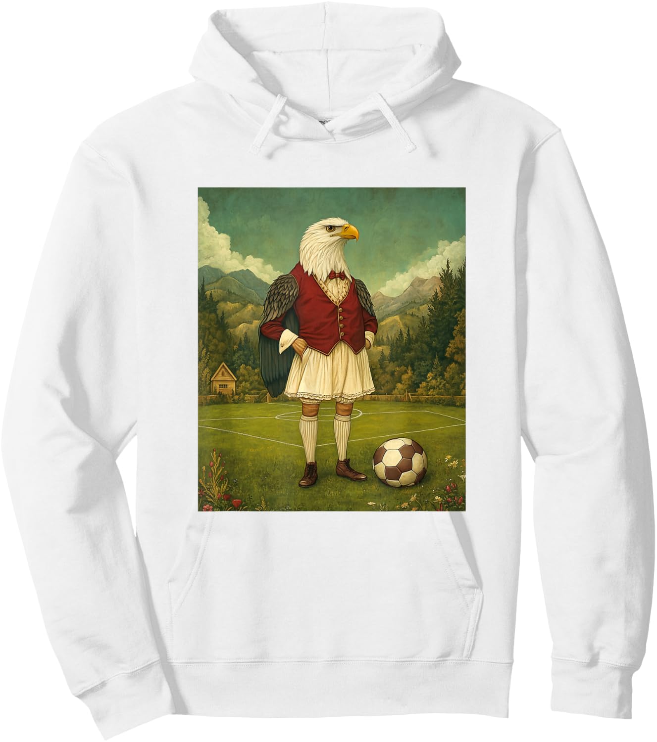 Funny Eagle Playing Soccer Graphic Weird Eagle Hoodie - Hoodie | White