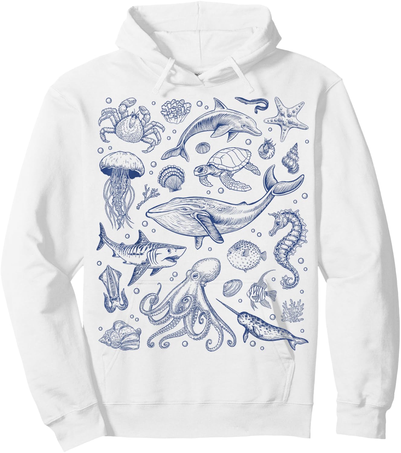 Ocean Life Sea Aesthetic Dolphin Beach 90s Vintage Graphic Hoodie - Hoodie | White