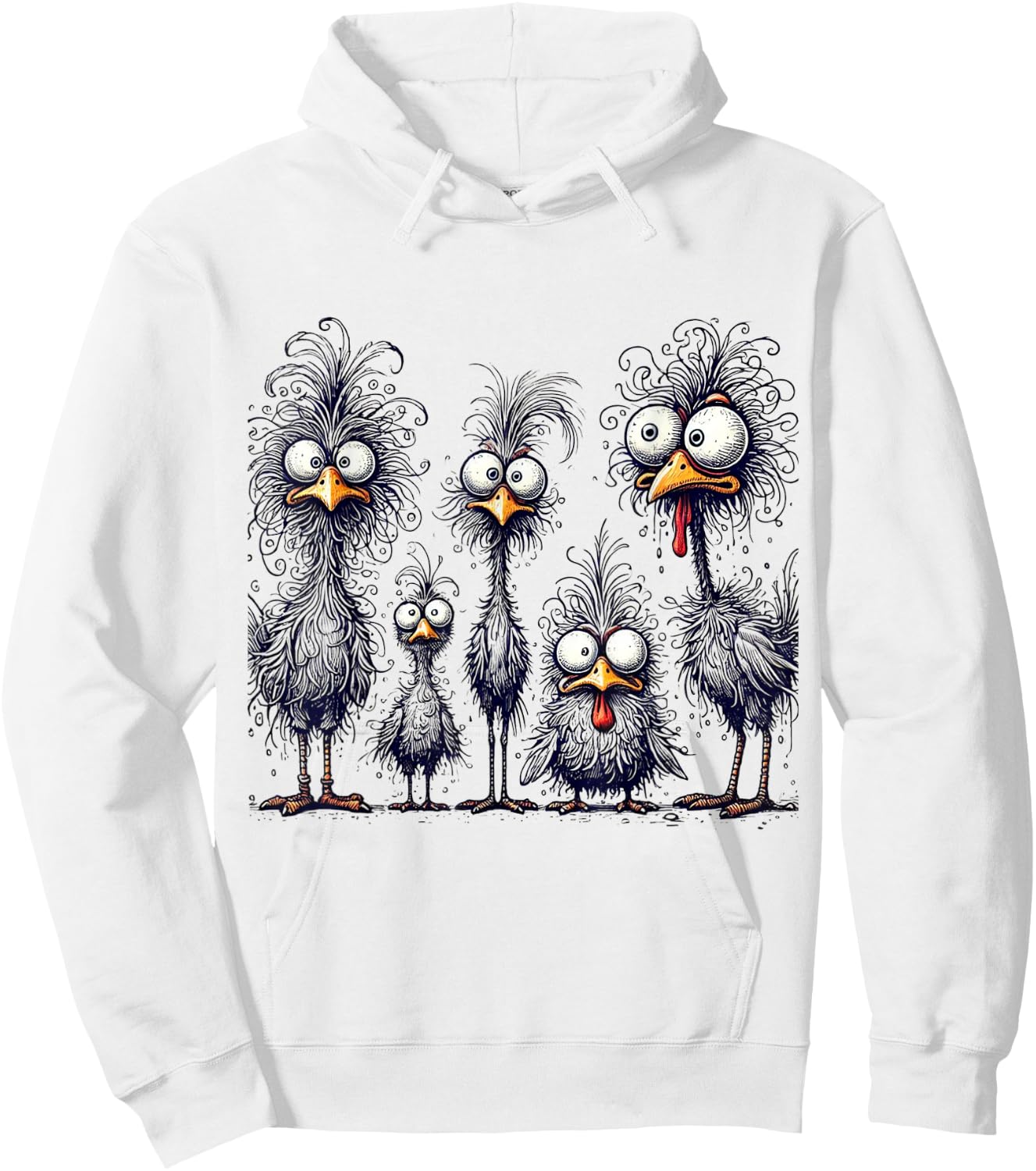 Eagerlys Colorful Funny Chicken Art, Crazy Chicken Family Hoodie - Hoodie | White
