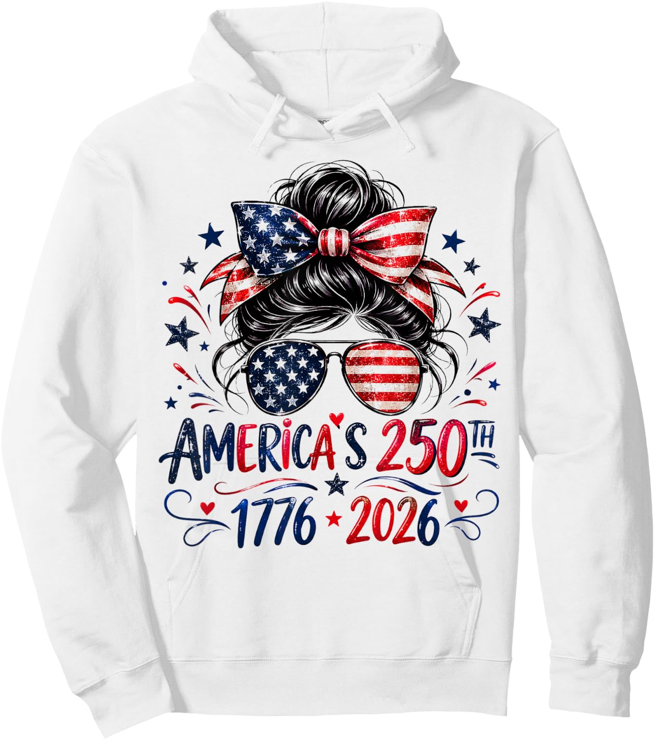 Girls 250 American Anniversary Outfit 4th of July Patriotic Hoodie - Hoodie | White