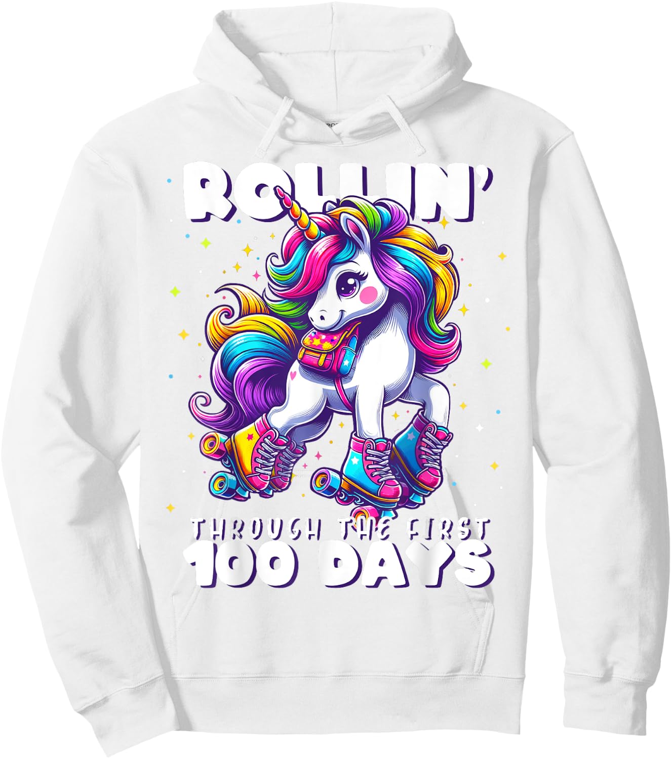 100 Days of School Girls Teacher 100th Day Unicorn Outfit Hoodie - Hoodie | White