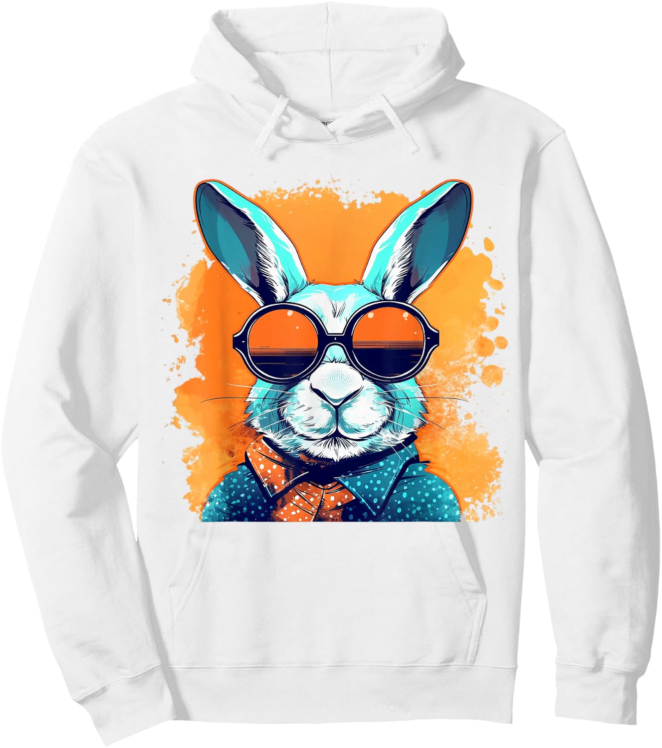 Cool Bunny Face With Sunglasses Easter Day Boys Men Kids Hoodie - Hoodie | White