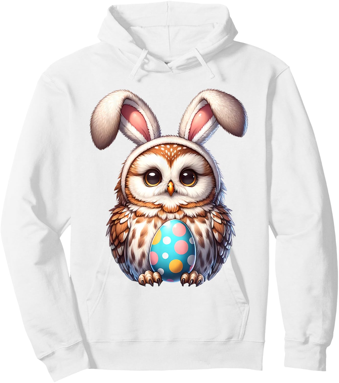 Funny Easter Owl Lover Egg Eggs Bunny Rabbit Bunnies Hoodie - Hoodie | White
